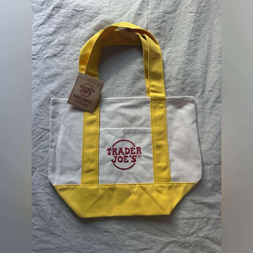 TRADER JOES YELLOW MINI CANVAS TOTE *NWT*